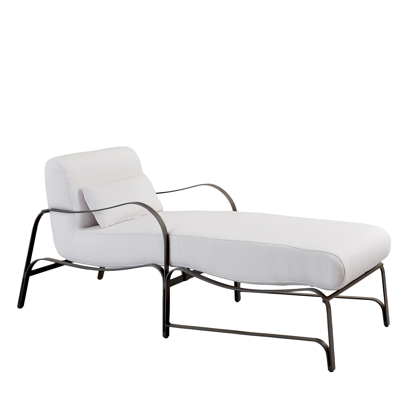 Amalfi White and Gray Chaise Longue by Studio 63 in Stainless Steel - Main view