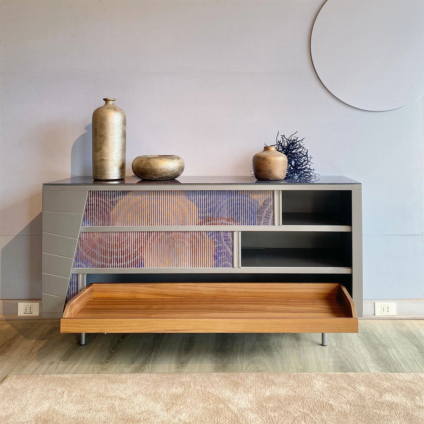 Kyoto Gray Wood And Glass Sideboard - Alternative view 4