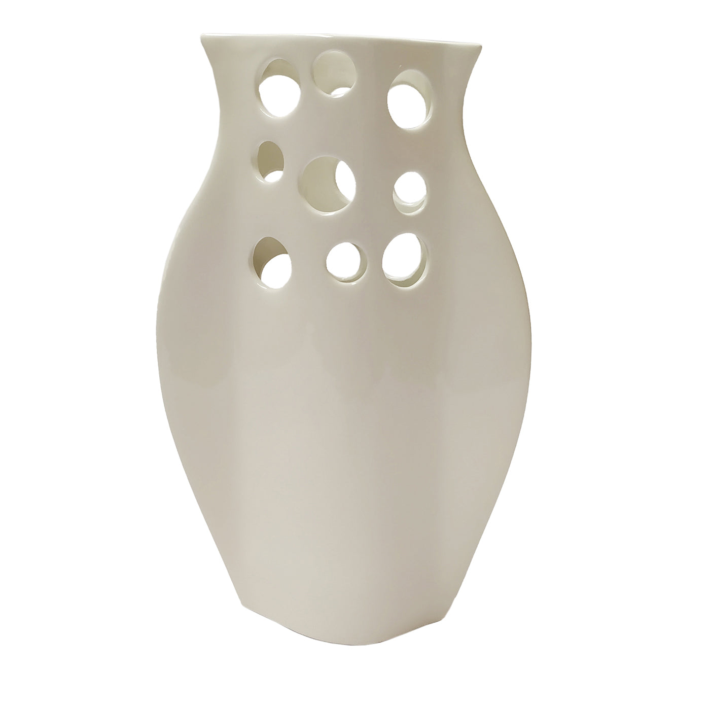 Schiacciati Glänzend Weiße Vase #2 - Hauptansicht