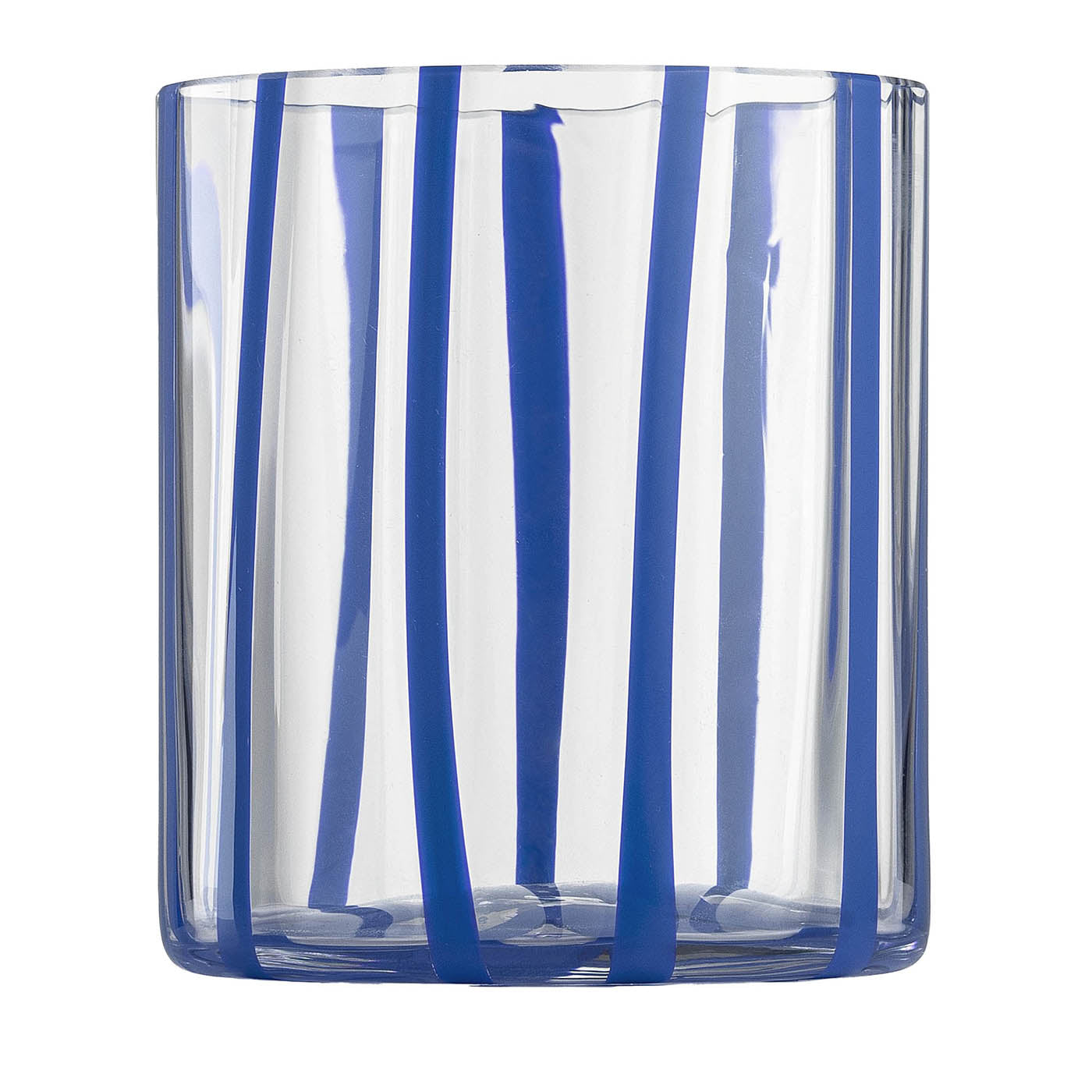 Cyrcus Striped Blue and Transparent Murano Glass Tumbler Glass - Main view