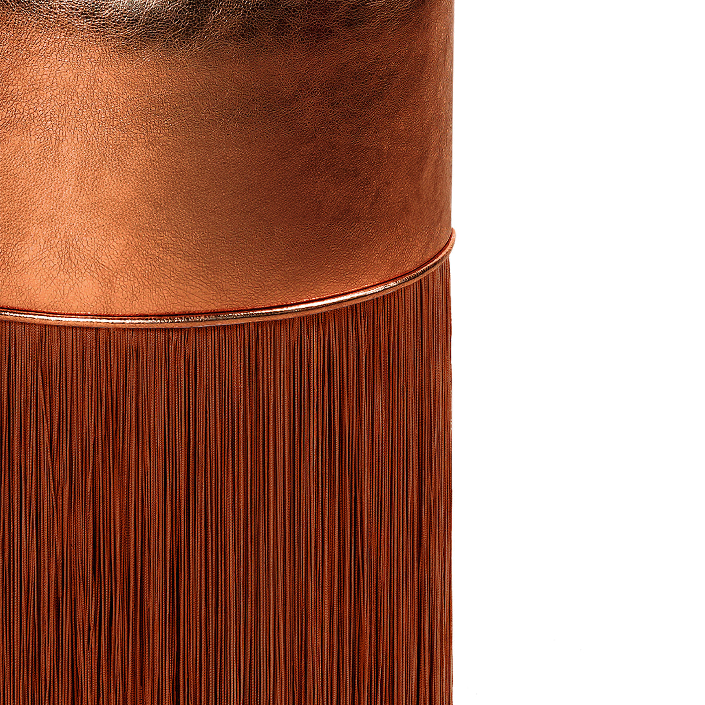 Gleaming Copper Metallic Leather Pouf by Lorenza Bozzoli - Alternative view 1