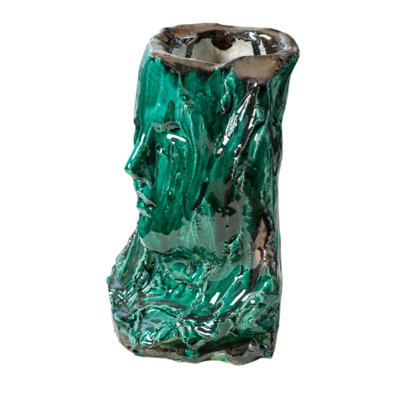 Volto Velato Verdigris Ceramic Sculpture Vase - Alternative view 1