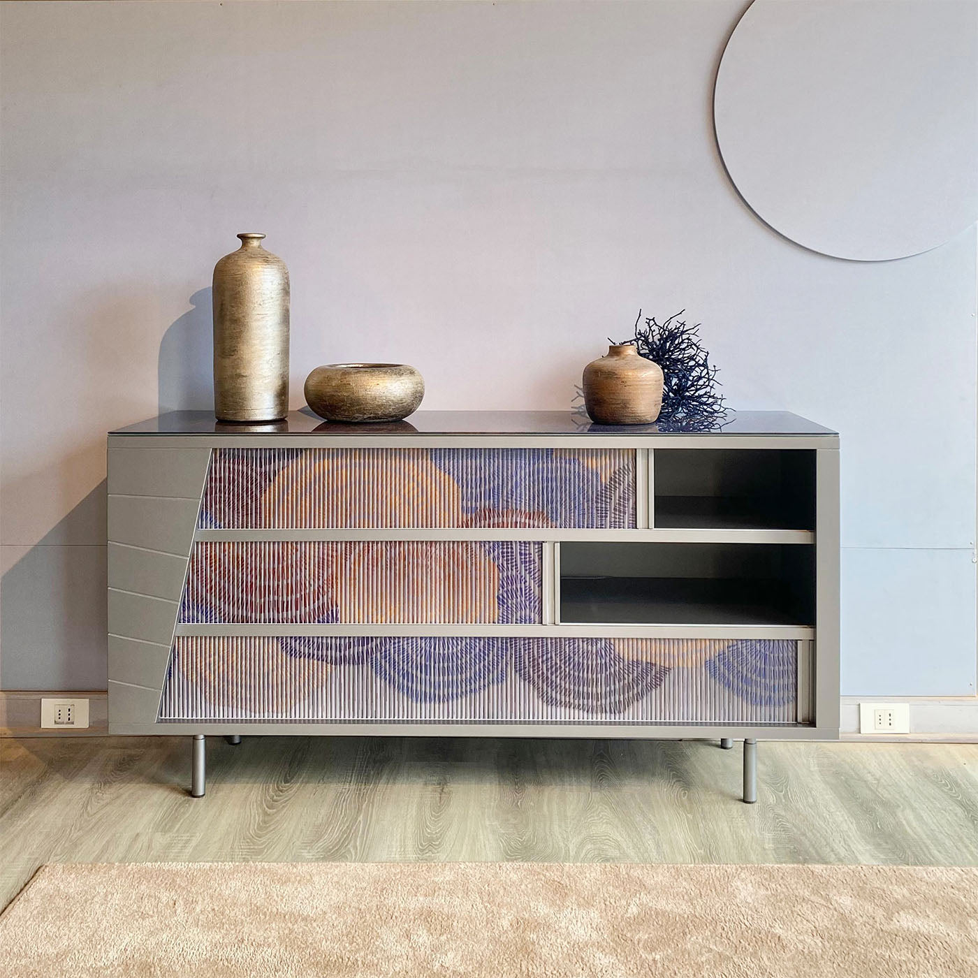 Kyoto Gray Wood And Glass Sideboard - Alternative view 3