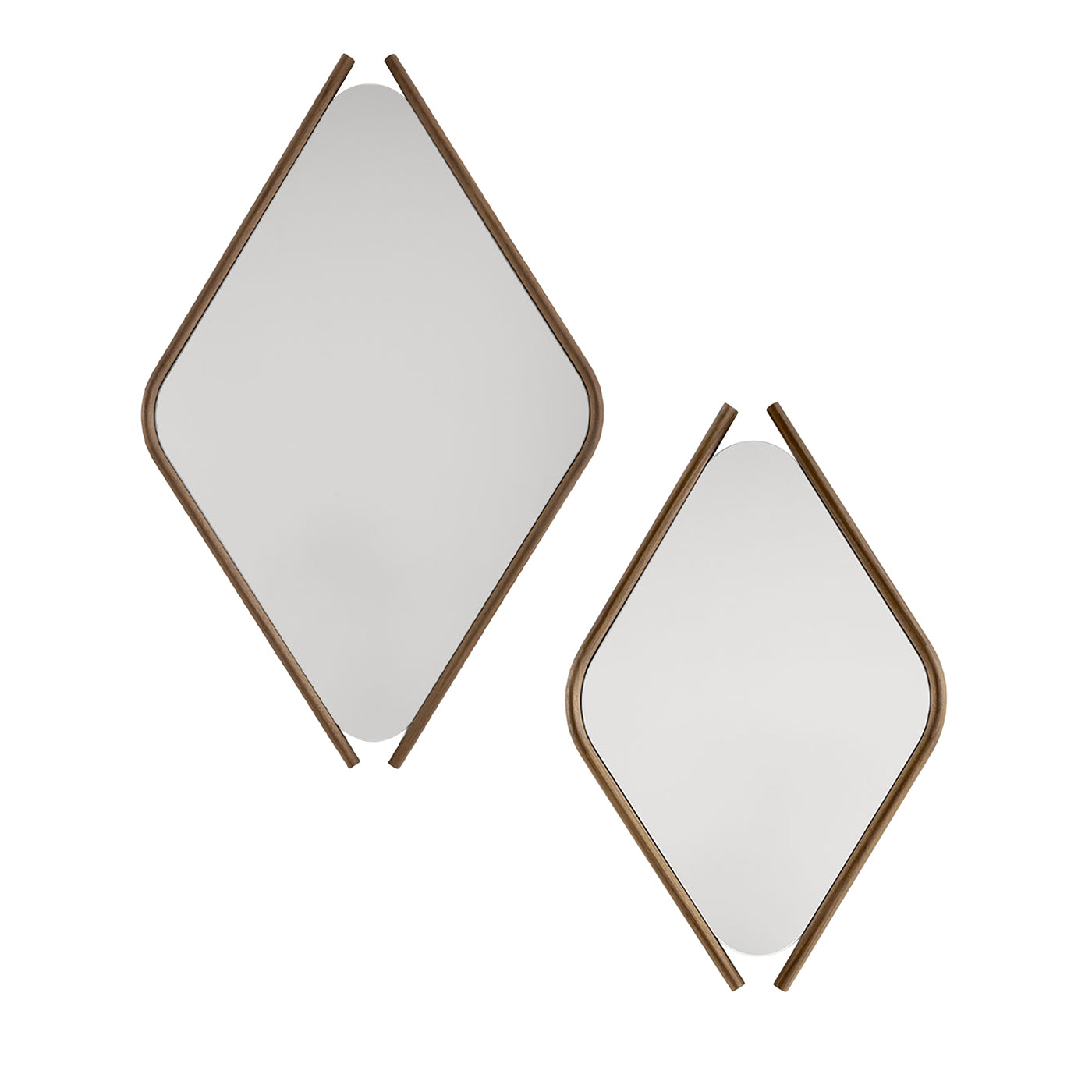 Wood Eye Bis Pair of Mirrors with Solid Walnut Wood Frame - Main view