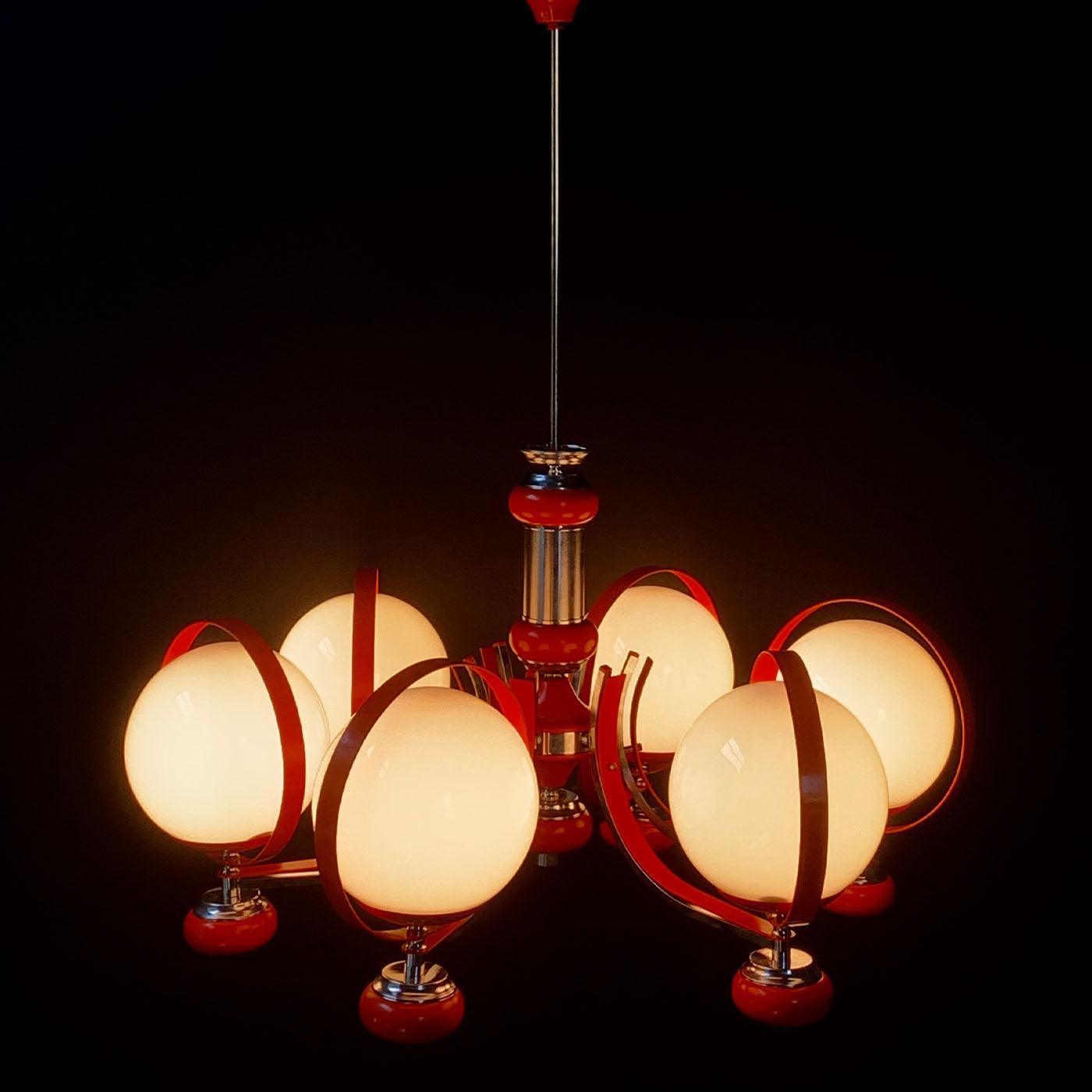 Lámpara de araña roja de 7 luces Stilnovo - Vista alternativa 4