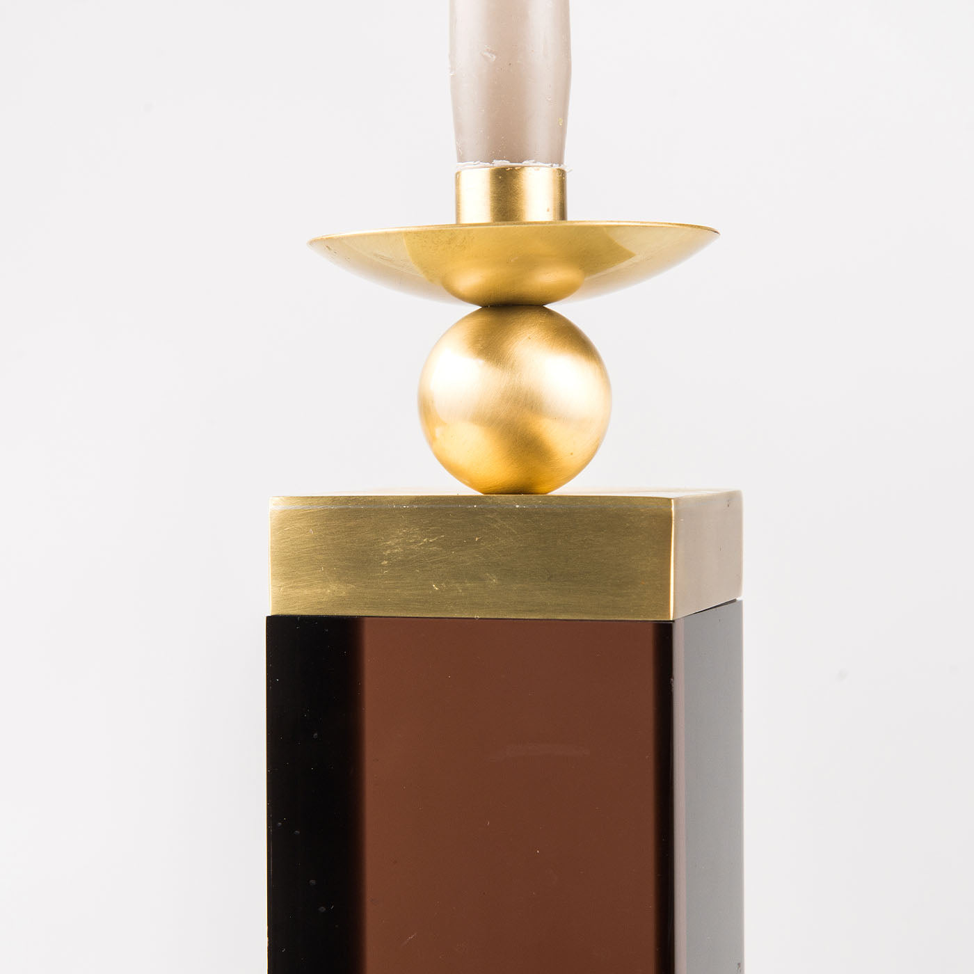 Spirit Fumè Brown Plex And Brass Candle Holder - Alternative view 4