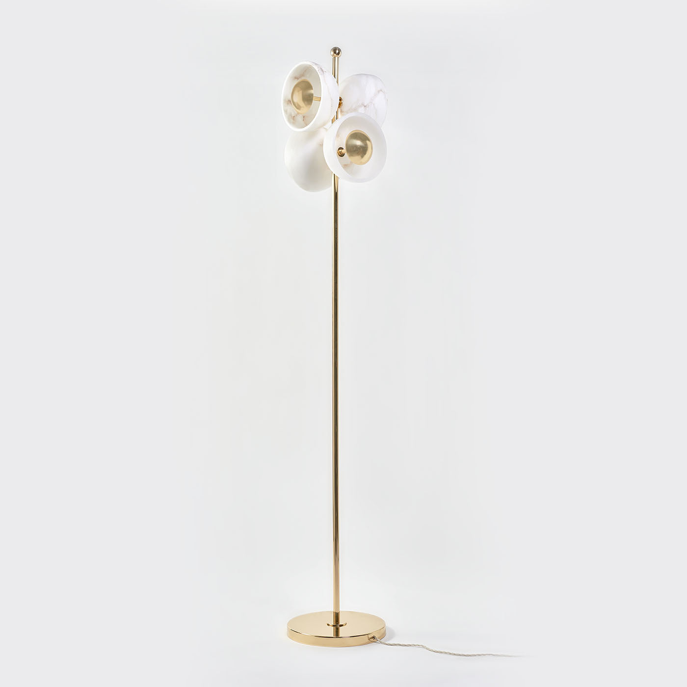 "Butterfly" Floor Lamp in Polished Brass and Alabaster - Alternative view 1