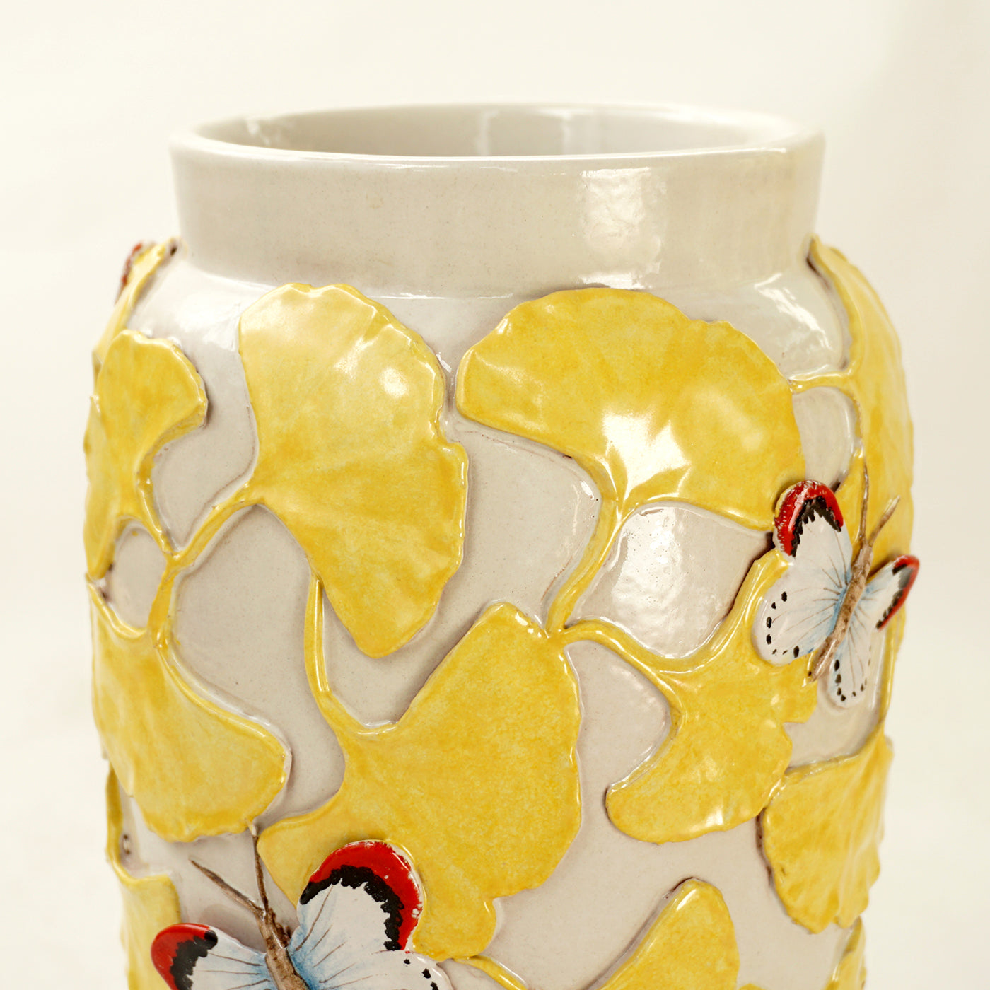 Ginkgo Farfalle Polychrome Ceramic Vase - Alternative view 2