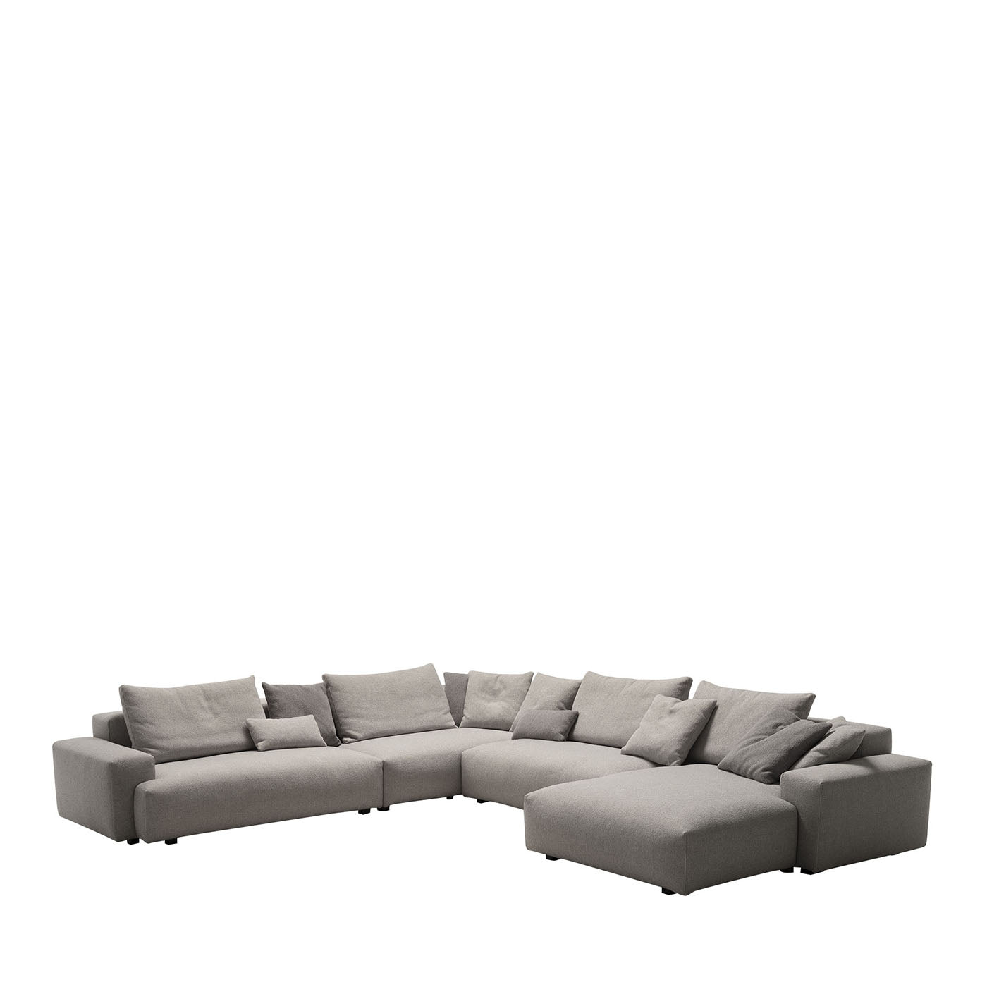 Sofá en L con chaise longue en tejido gris Panamá - Vista principal