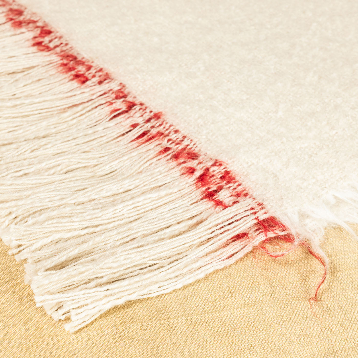 Fibra Fringed Beige & Red Blanket - Alternative view 3