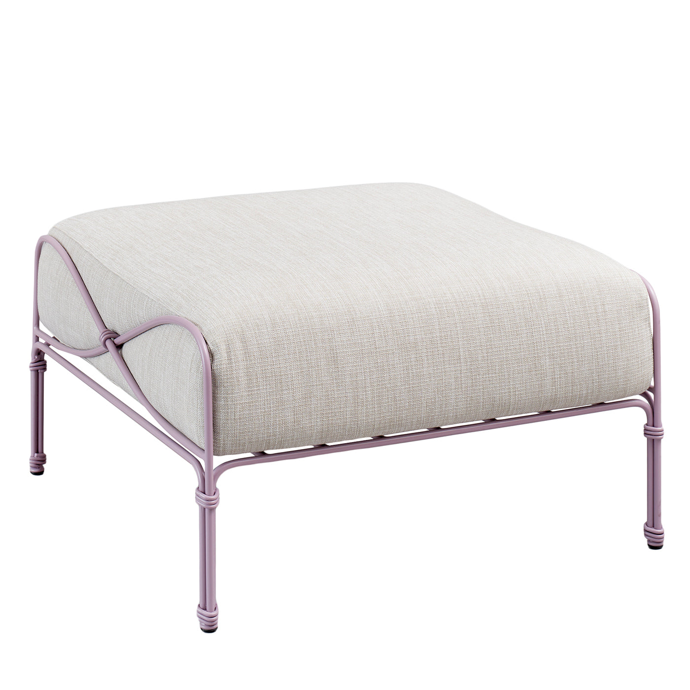 Vitis Lilac and Beige Ottoman by Ciarmoli Queda Studio in Stainless Steel - Main view
