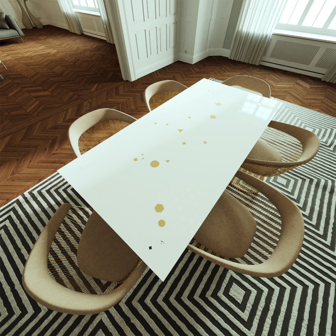 Lastra Lacquered White Dining Table - Alternative view 1