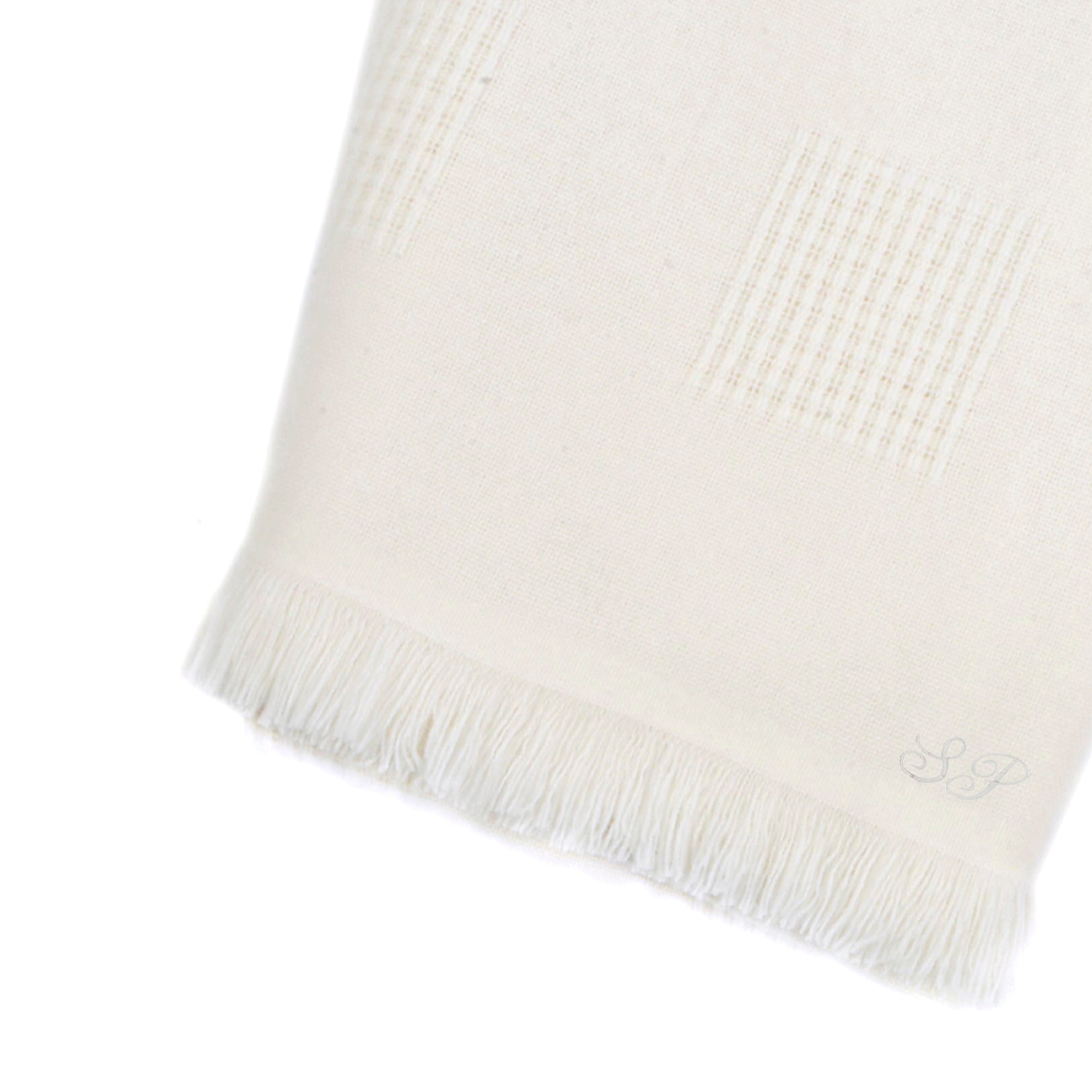Farnese Cream 100% Cashmere Single Plaid with short fringes - Alternative view 2