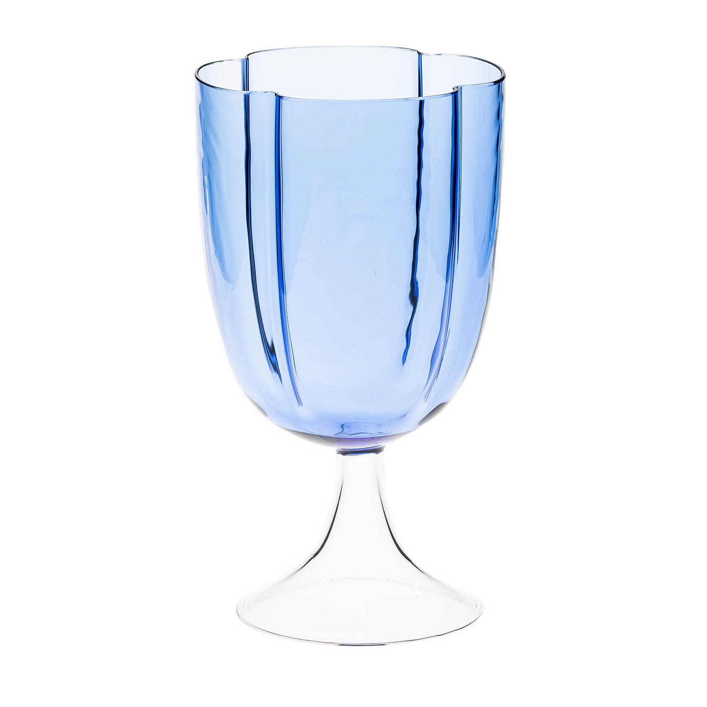 Set Of 4 Light blue Petal Wine Glasses - Main view
