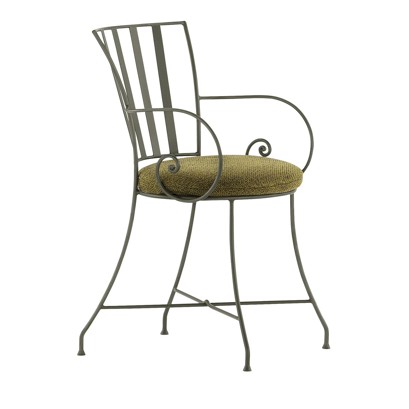 Attonita Wrought Iron Green Chair With Armrests - Main view