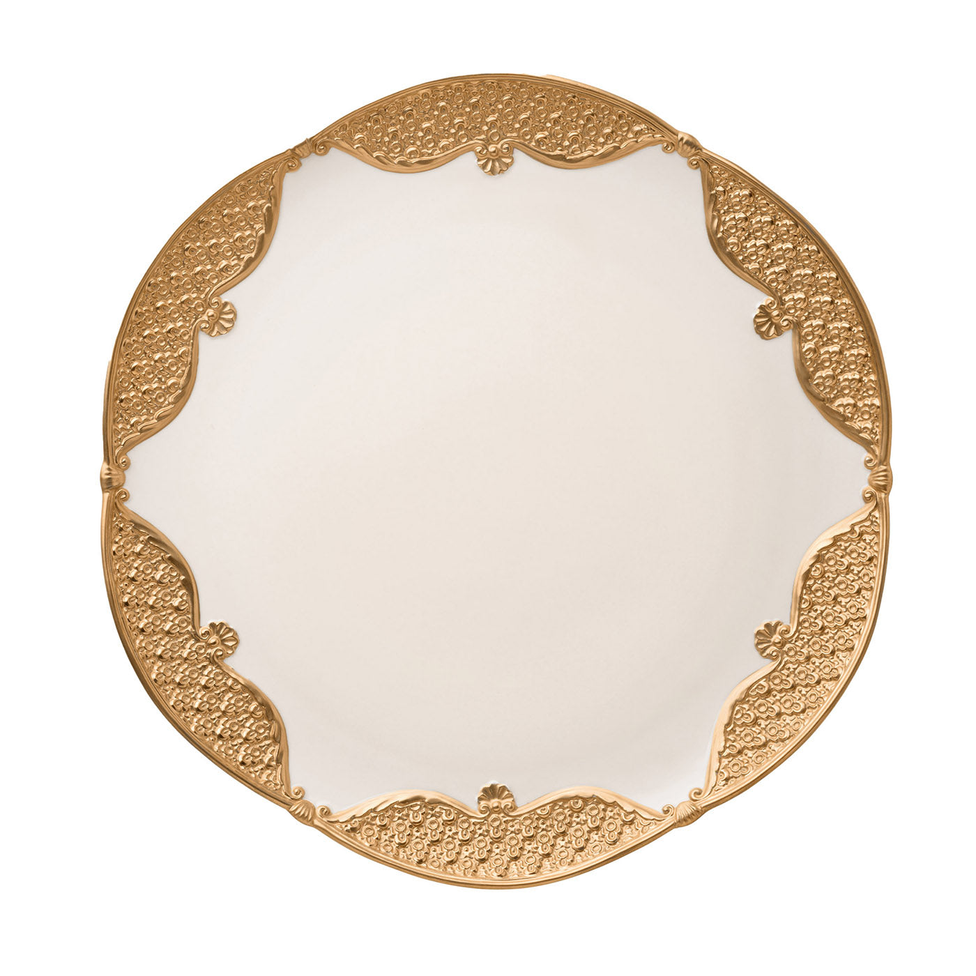 Caterina Set of 2 White & Gold Serving Plates - Main view